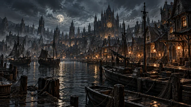 Boats on the black seas